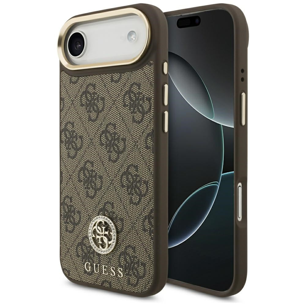 Husa MagSafe pentru Apple iPhone 17 Air, Guess, 4G Strass Logo, Maro