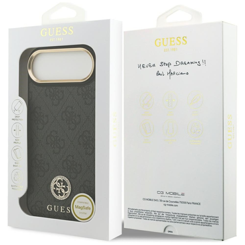 Husa MagSafe pentru Apple iPhone 17 Air, Guess, 4G Strass Logo, Neagra