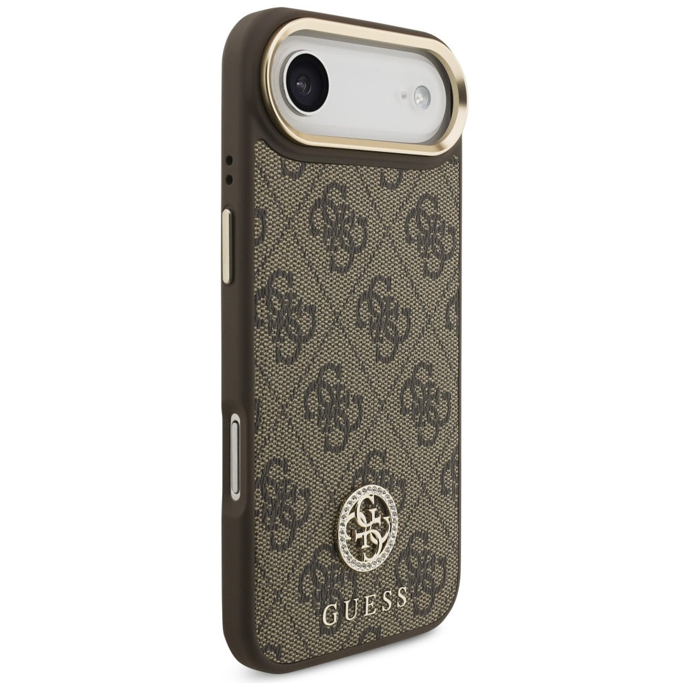 Husa MagSafe pentru Apple iPhone 17 Air, Guess, 4G Strass Logo with Big Strap, Maro