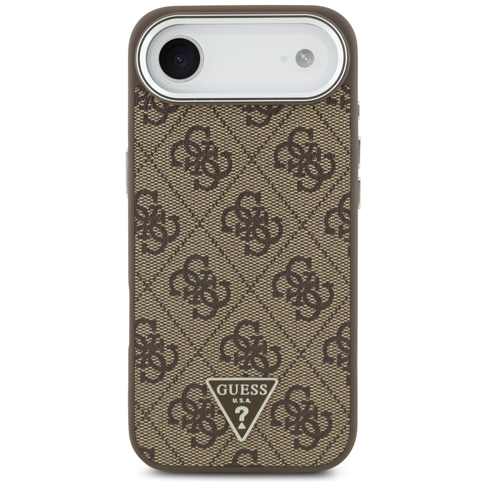 Husa MagSafe pentru Apple iPhone 17 Air, Guess, 4G Triangle Logo, Maro Argintie