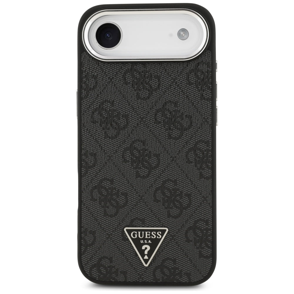 Husa MagSafe pentru Apple iPhone 17 Air, Guess, 4G Triangle Logo, Neagra Argintie
