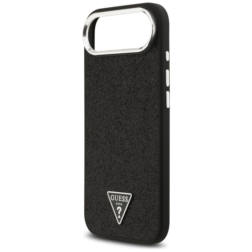 Husa MagSafe pentru Apple iPhone 17 Air, Guess, Glitter Triangle Logo, Neagra