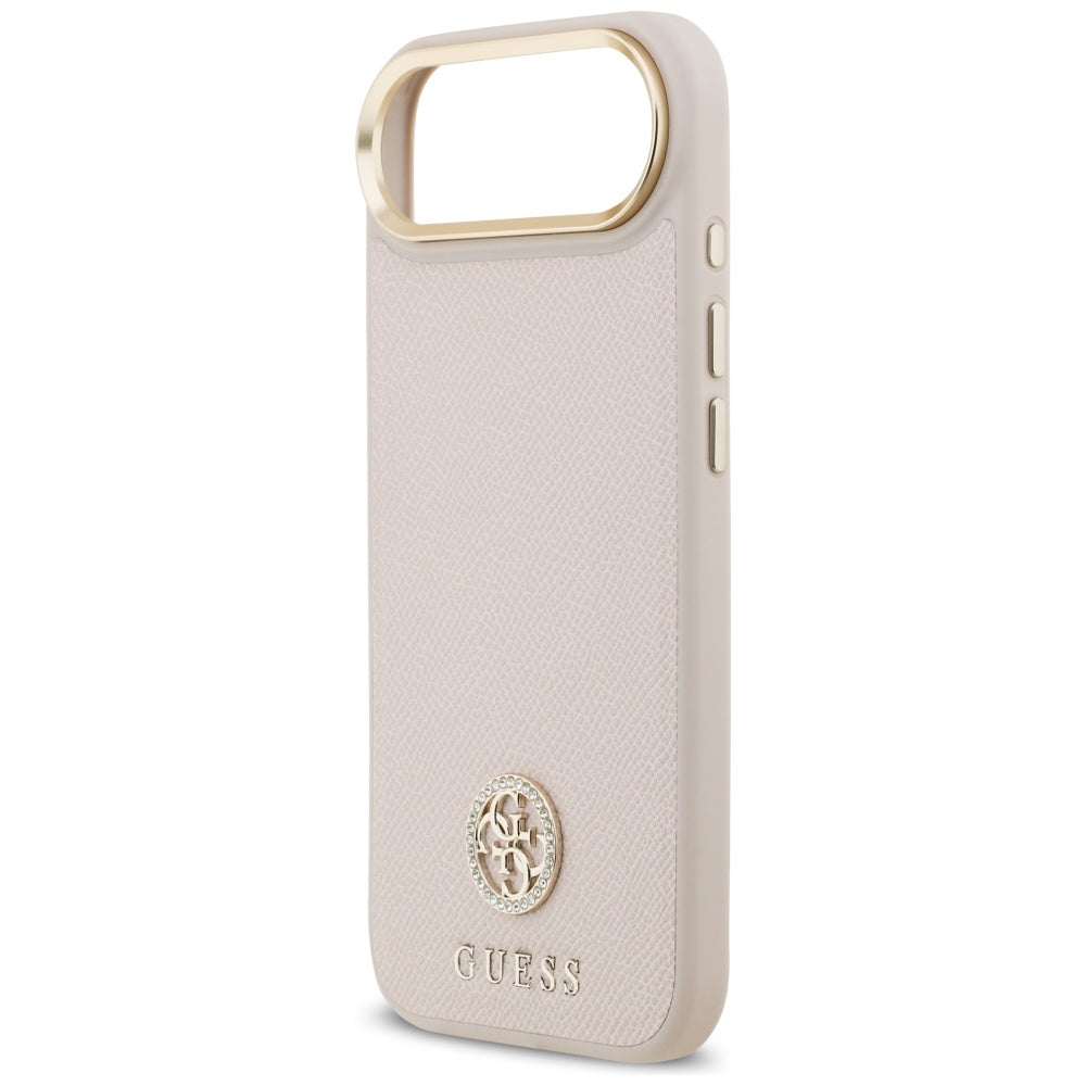 Husa MagSafe pentru Apple iPhone 17 Air, Guess, Grained Strass Logo, Roz