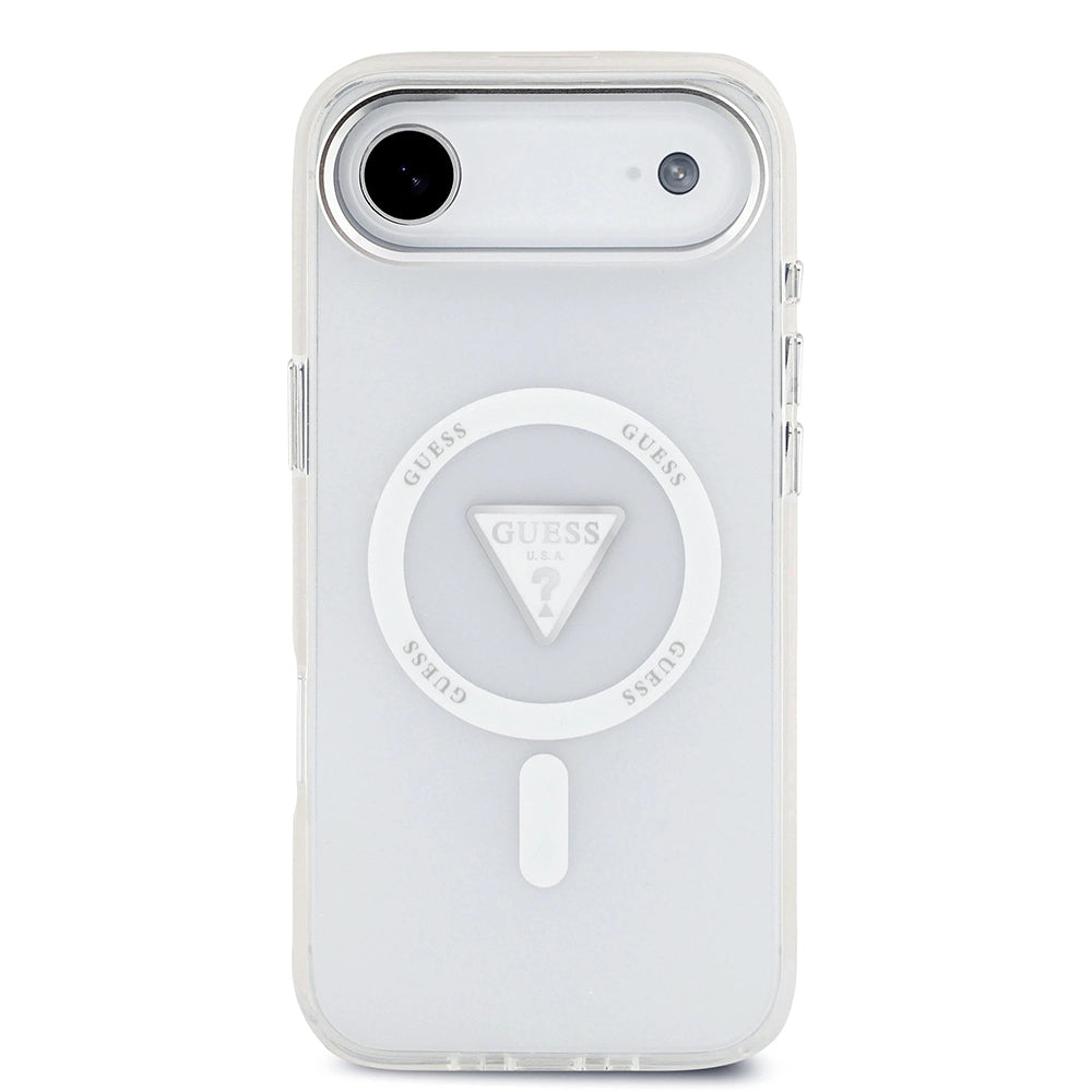Husa MagSafe pentru Apple iPhone 17 Air, Guess, IML Gradient Triangle Logo, Transparenta