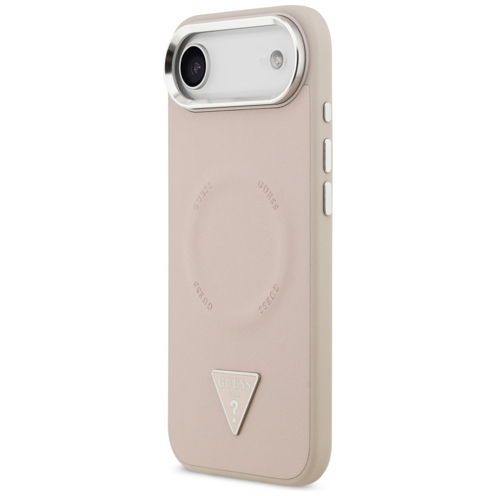 Husa MagSafe pentru Apple iPhone 17 Air, Guess, Triangle Logo, Roz Argintie
