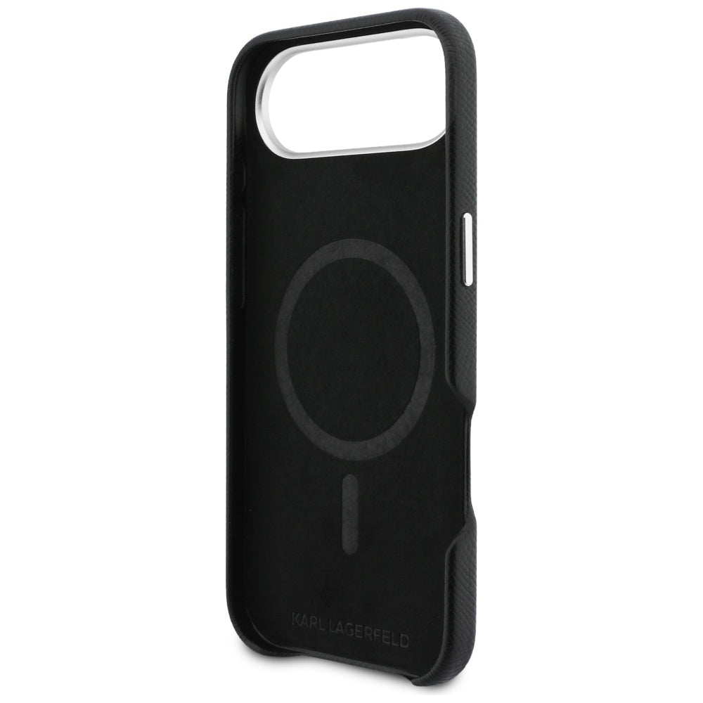 Husa MagSafe pentru Apple iPhone 17 Air, Karl Lagerfeld, Karl & Choupette Head's Pin, Neagra