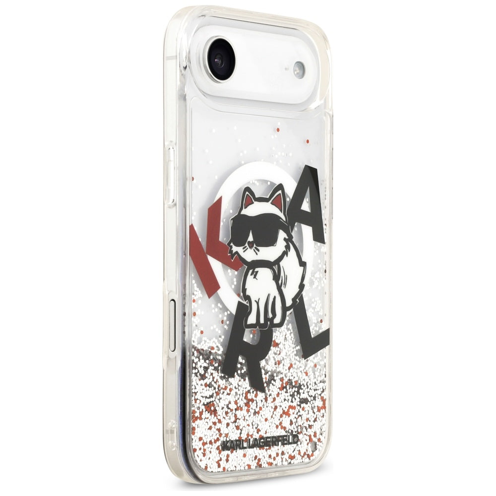 Husa MagSafe pentru Apple iPhone 17 Air, Karl Lagerfeld, Liquid Glitter Choupette Logo, Transparenta