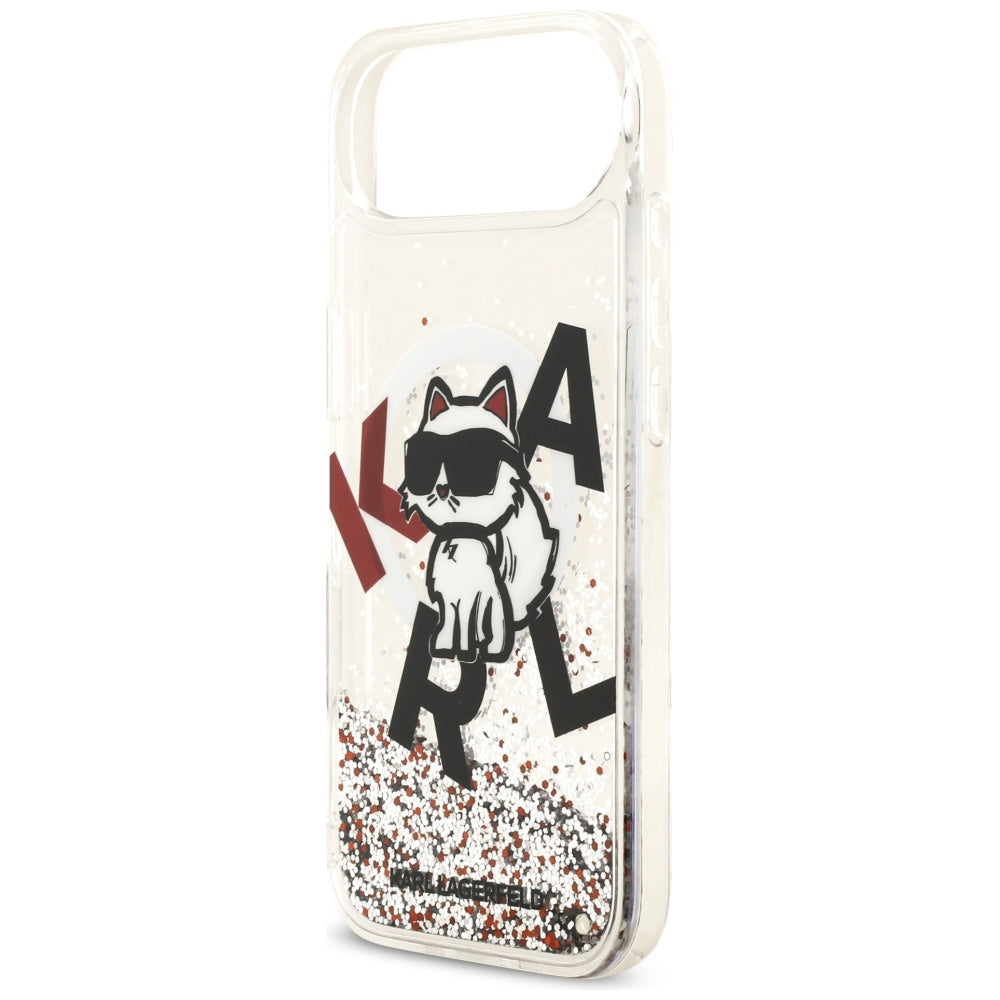 Husa MagSafe pentru Apple iPhone 17 Air, Karl Lagerfeld, Liquid Glitter Choupette Logo, Transparenta