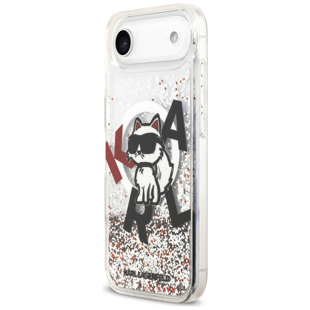 Husa MagSafe pentru Apple iPhone 17 Air, Karl Lagerfeld, Liquid Glitter Choupette Logo, Transparenta