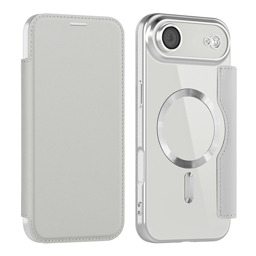 Husa MagSafe pentru Apple iPhone 17 Air, Techsuit, SmartMag Book, Gri