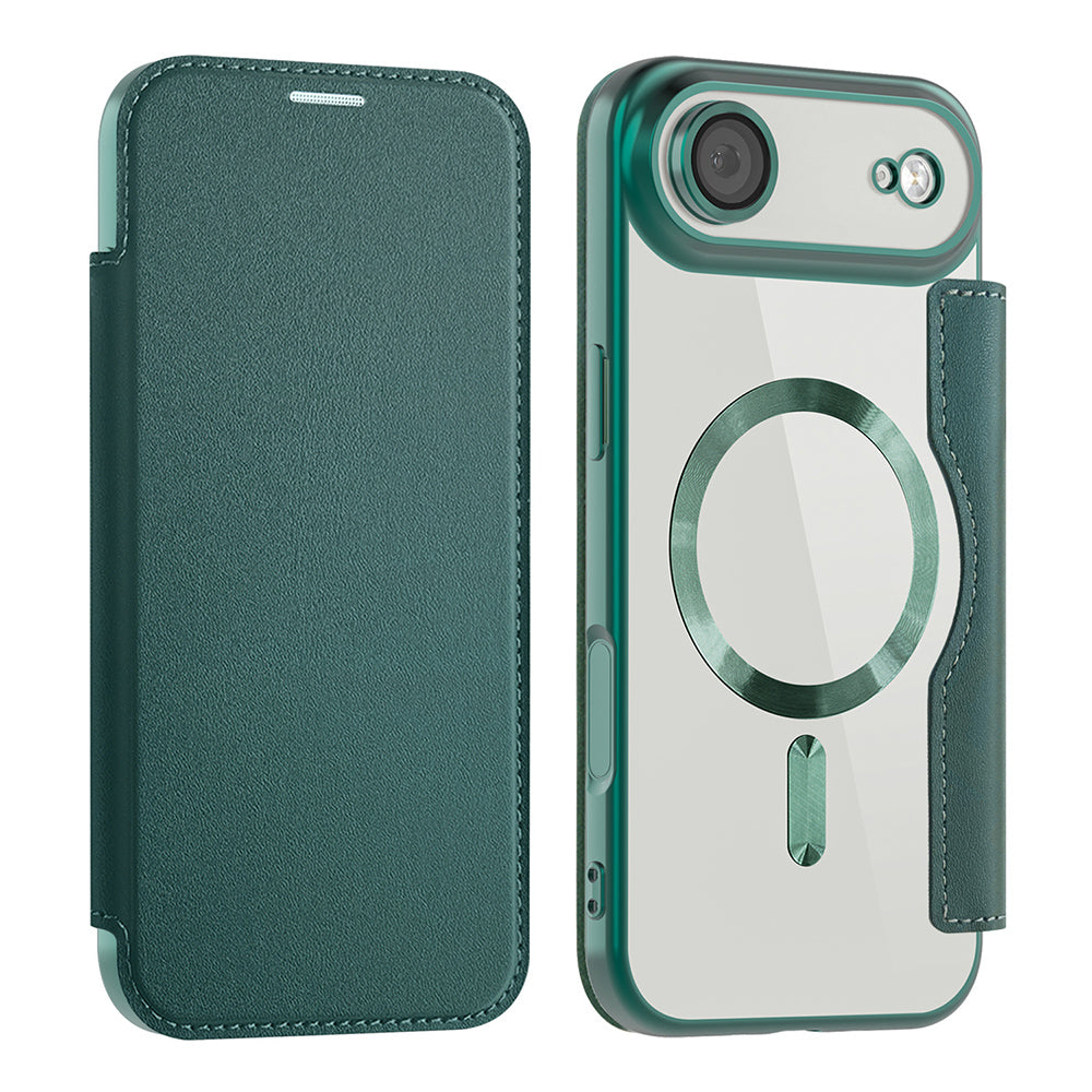 Husa MagSafe pentru Apple iPhone 17 Air, Techsuit, SmartMag Book, Verde
