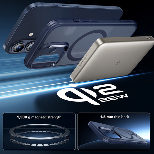 Husa MagSafe pentru Apple iPhone 17, ESR, Classic Hybrid, Albastra Satinata