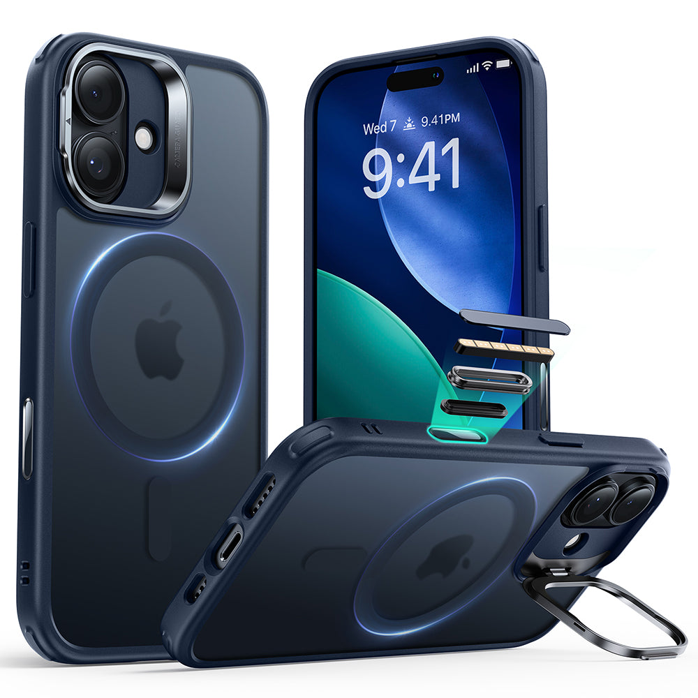 Husa MagSafe pentru Apple iPhone 17, ESR, Classic Hybrid Kickstand, Albastra Satinata