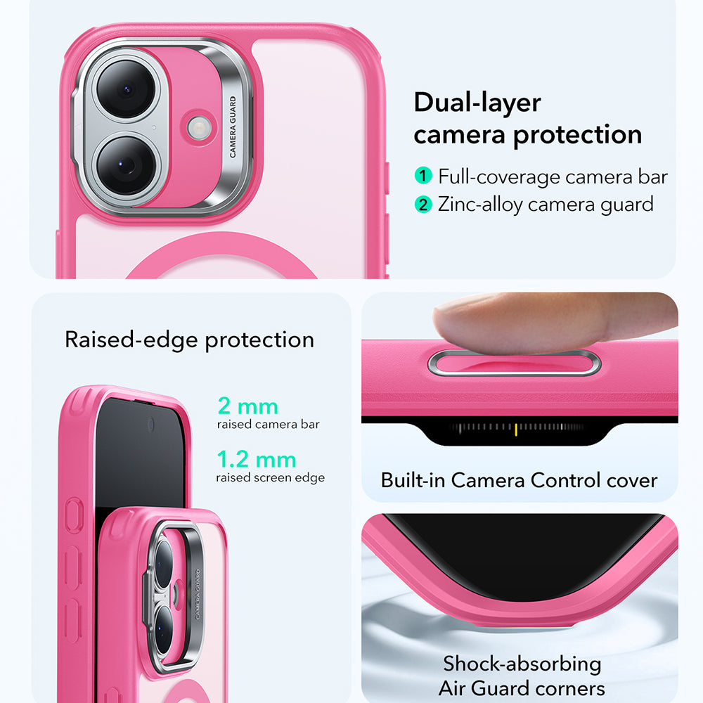Husa MagSafe pentru Apple iPhone 17, ESR, Classic Hybrid Kickstand, Roz Satinata