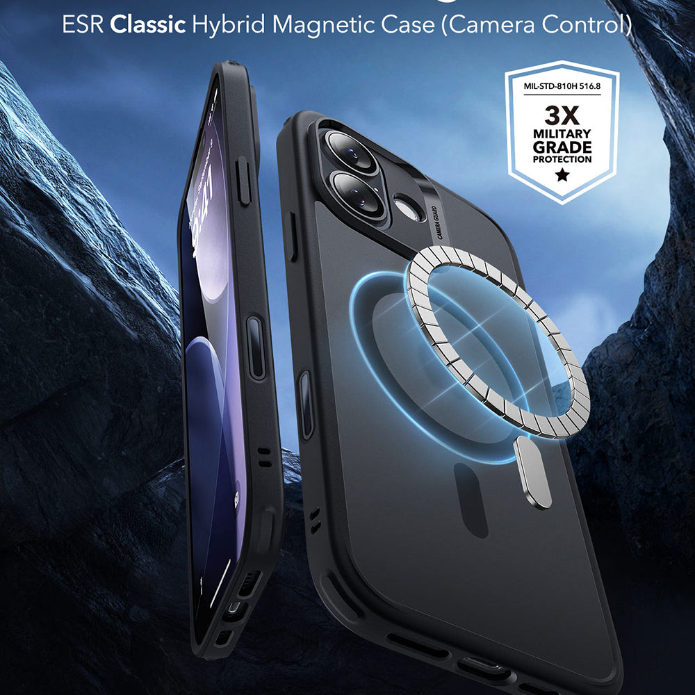Husa MagSafe pentru Apple iPhone 17, ESR, Classic Hybrid, Neagra Satinata