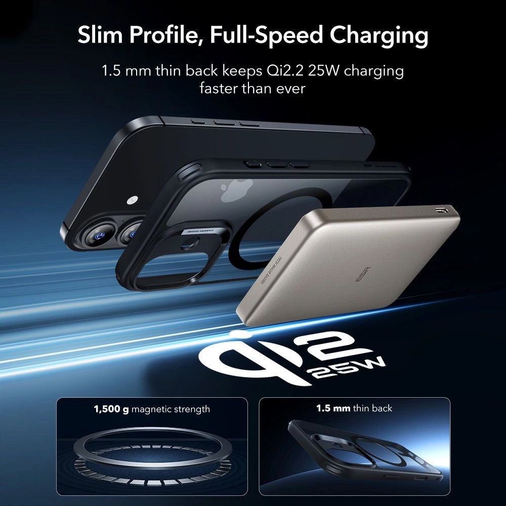 Husa MagSafe pentru Apple iPhone 17, ESR, Classic Hybrid with Screen Protector, Neagra Transparenta