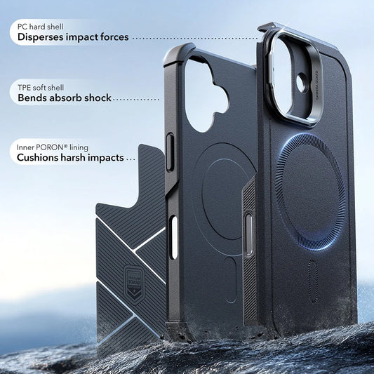 Husa MagSafe pentru Apple iPhone 17, ESR, Cyber Armor Kickstand, Neagra