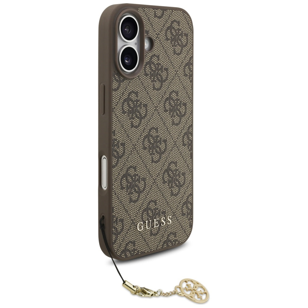 Husa MagSafe pentru Apple iPhone 17, Guess, 4G Charm Cradle, Maro