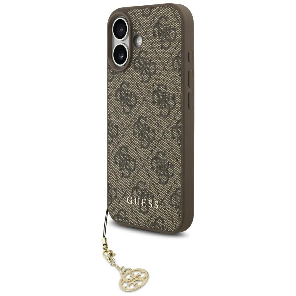 Husa MagSafe pentru Apple iPhone 17, Guess, 4G Charm Cradle, Maro