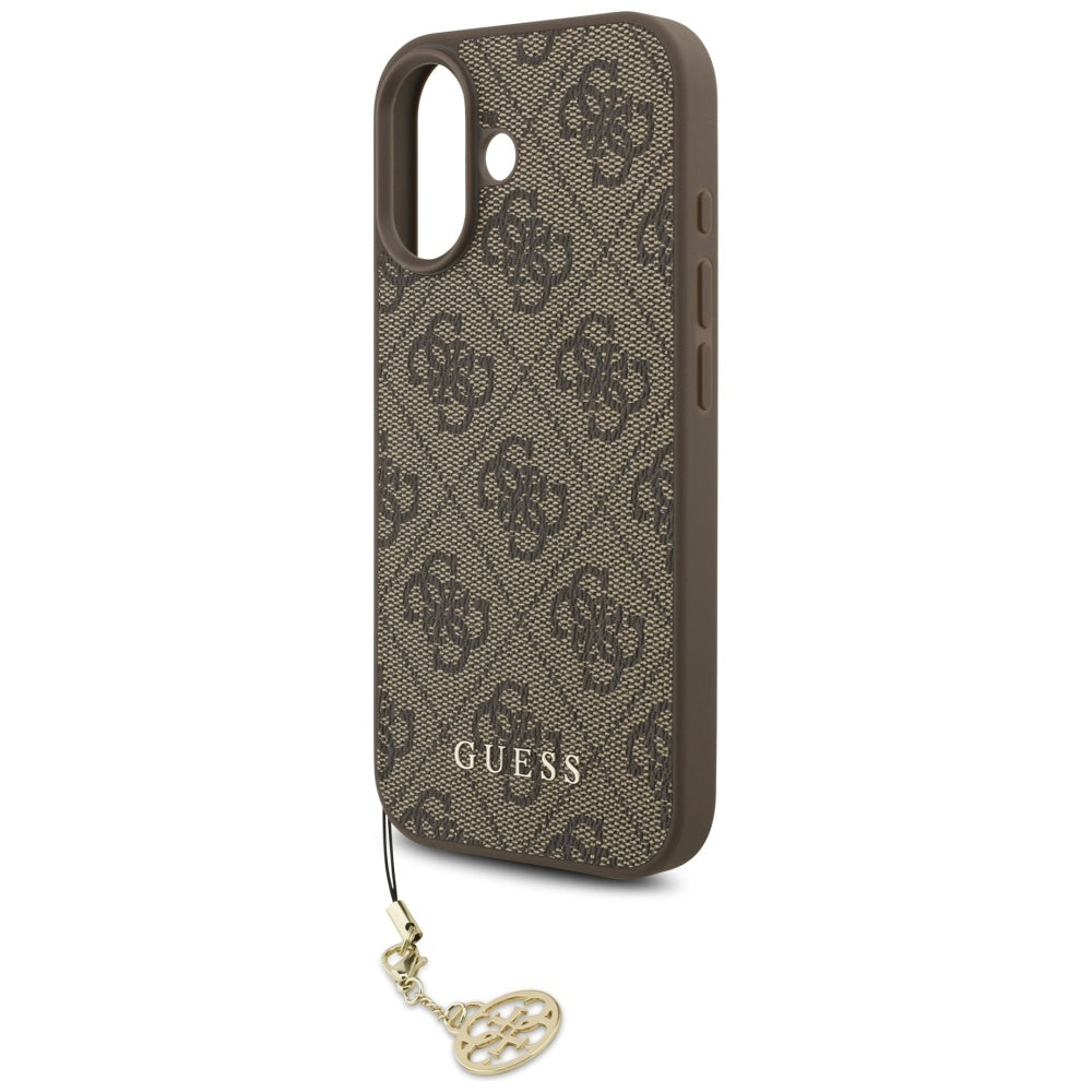 Husa MagSafe pentru Apple iPhone 17, Guess, 4G Charm Cradle, Maro