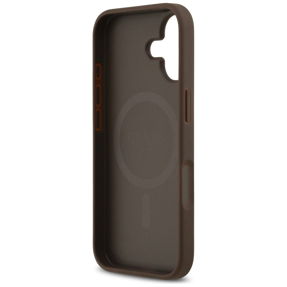 Husa MagSafe pentru Apple iPhone 17, Guess, 4G Circle Classic Logo, Maro