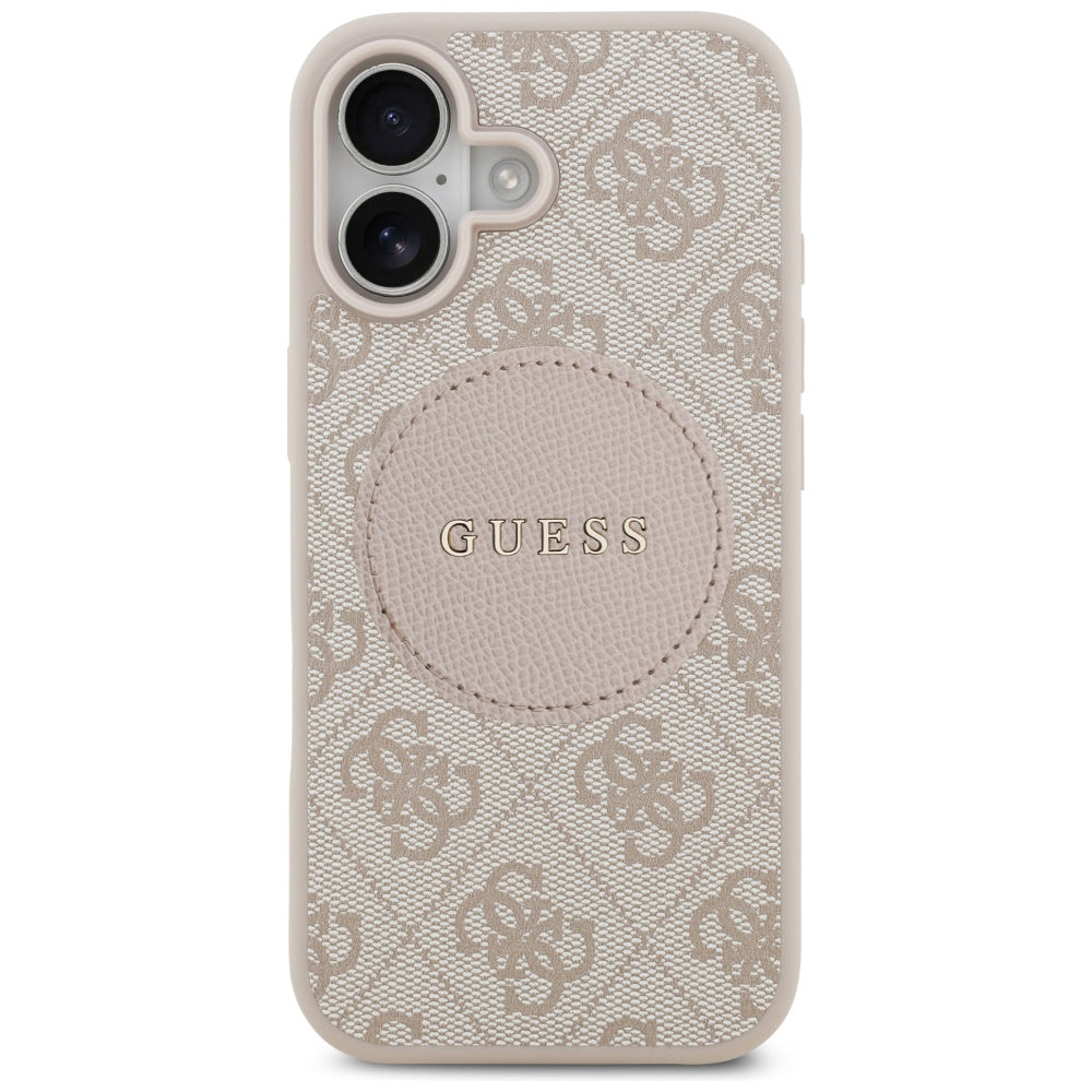 Husa MagSafe pentru Apple iPhone 17, Guess, 4G Circle Classic Logo, Roz