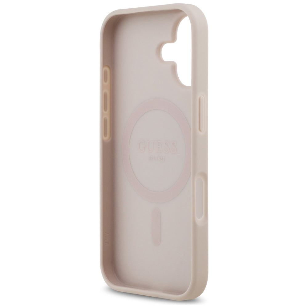 Husa MagSafe pentru Apple iPhone 17, Guess, 4G Circle Classic Logo, Roz