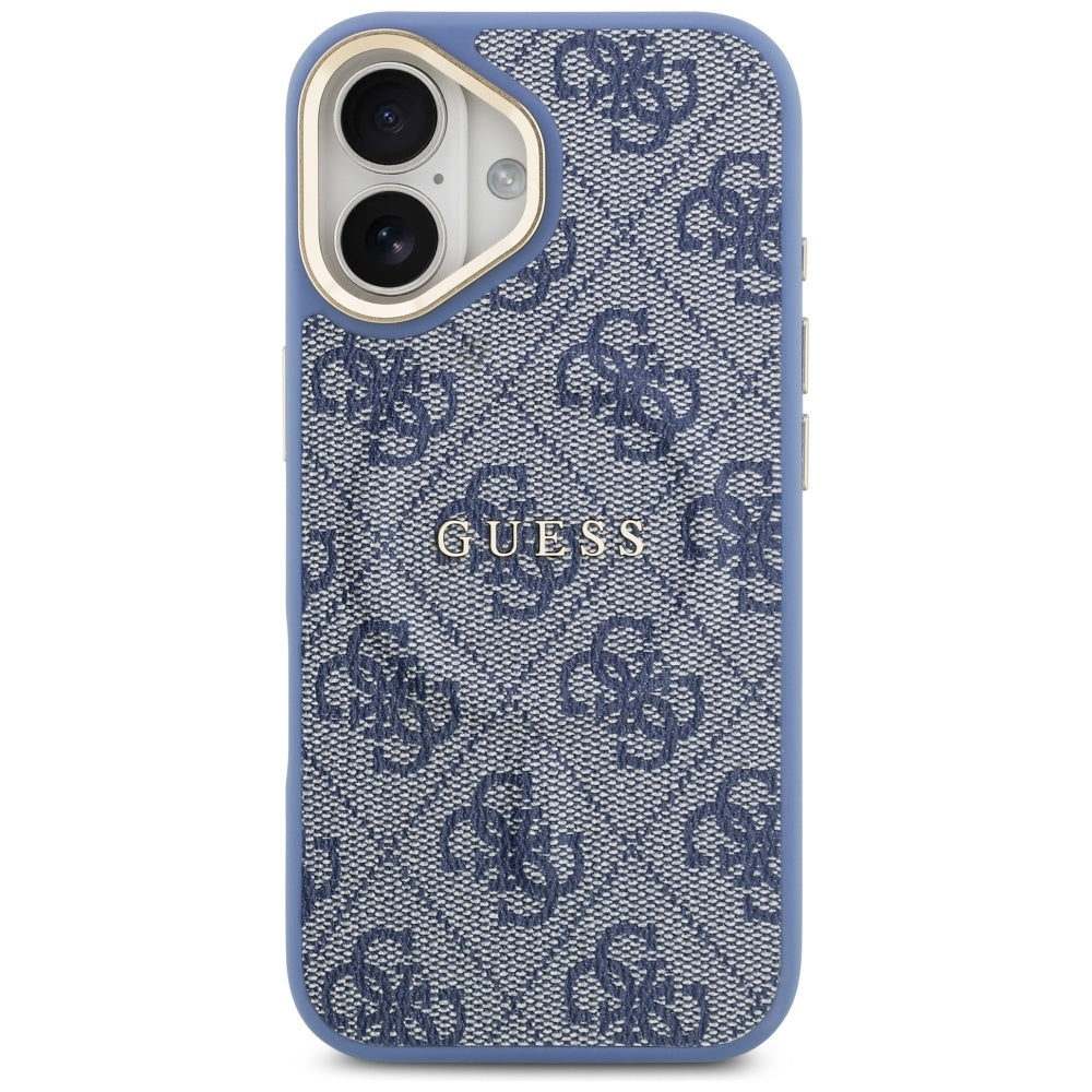Husa MagSafe pentru Apple iPhone 17, Guess, 4G Classic, Albastra