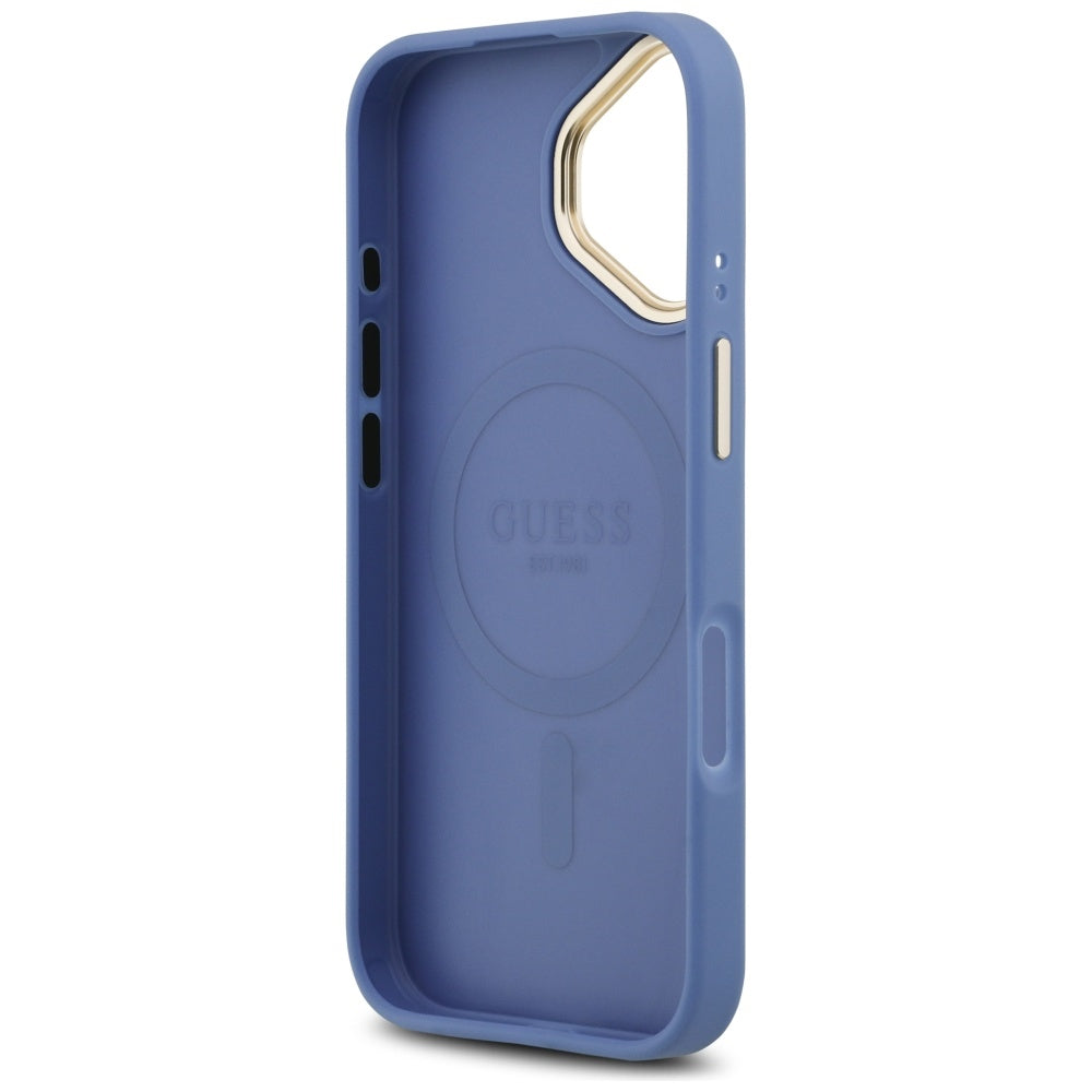 Husa MagSafe pentru Apple iPhone 17, Guess, 4G Classic, Albastra