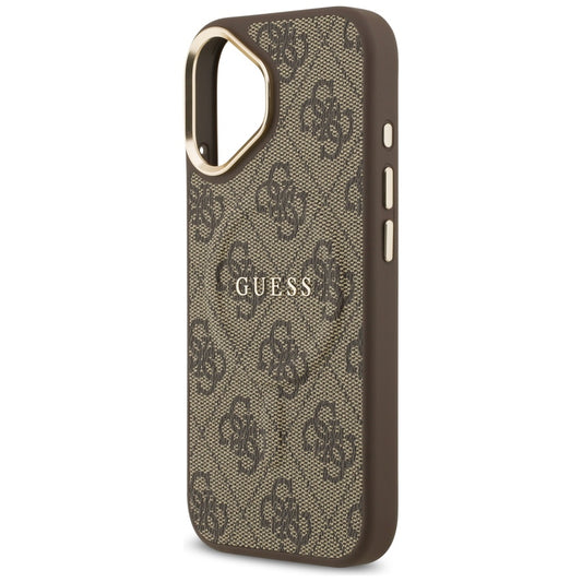 Husa MagSafe pentru Apple iPhone 17, Guess, 4G Classic, Maro