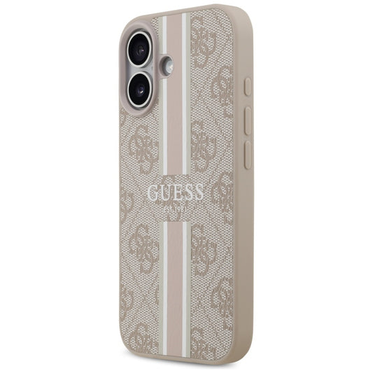 Husa MagSafe pentru Apple iPhone 17, Guess, 4G Printed Stripes, Roz