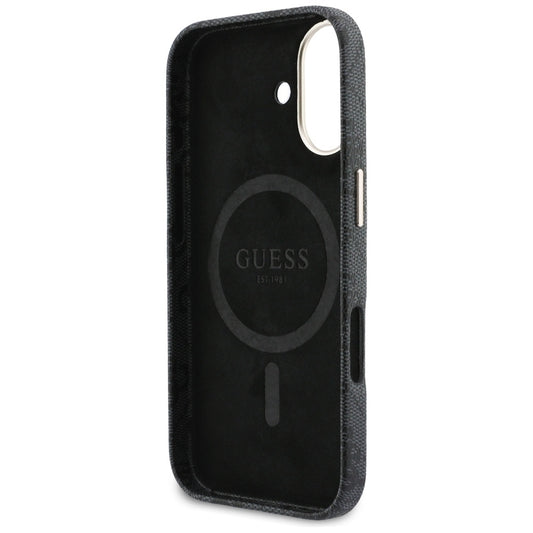 Husa MagSafe pentru Apple iPhone 17, Guess, 4G Script Logo, Neagra