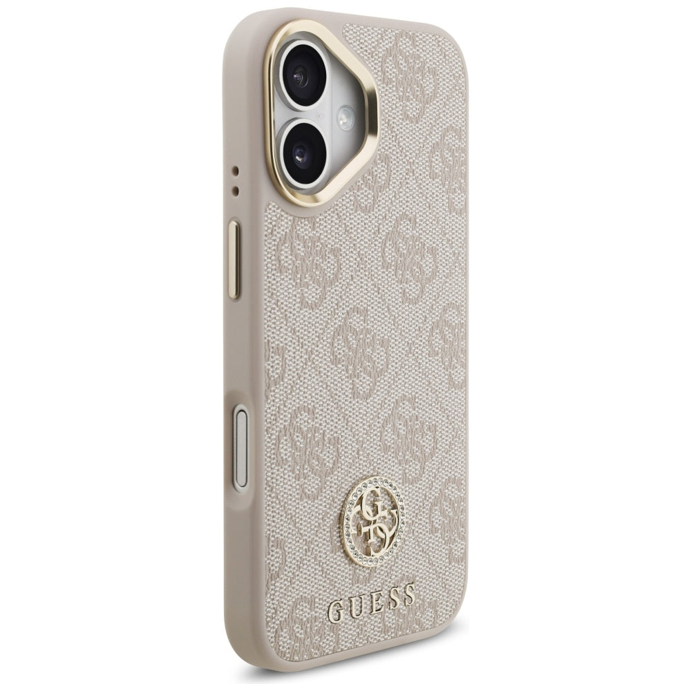 Husa MagSafe pentru Apple iPhone 17, Guess, 4G Strass Logo, Roz