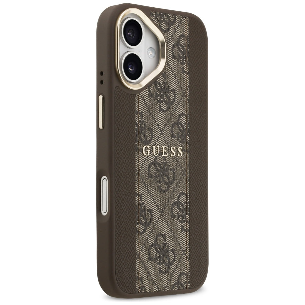 Husa MagSafe pentru Apple iPhone 17, Guess, 4G Stripe, Maro