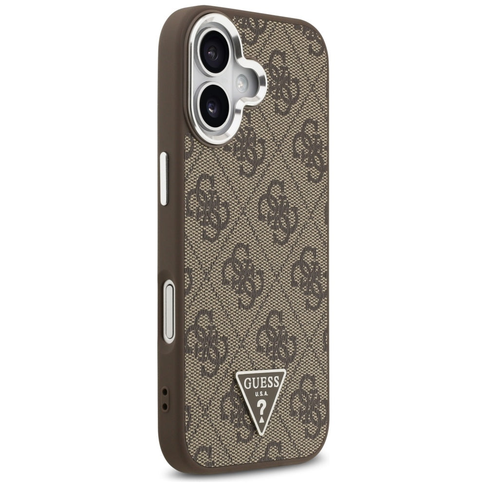 Husa MagSafe pentru Apple iPhone 17, Guess, 4G Triangle Logo, Maro Argintie