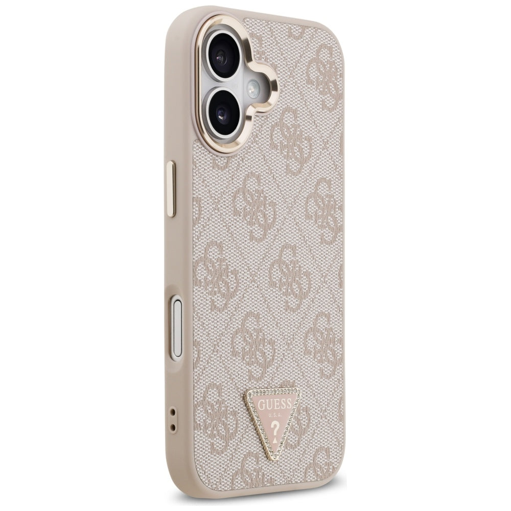 Husa MagSafe pentru Apple iPhone 17, Guess, 4G Triangle Logo, Roz Aurie
