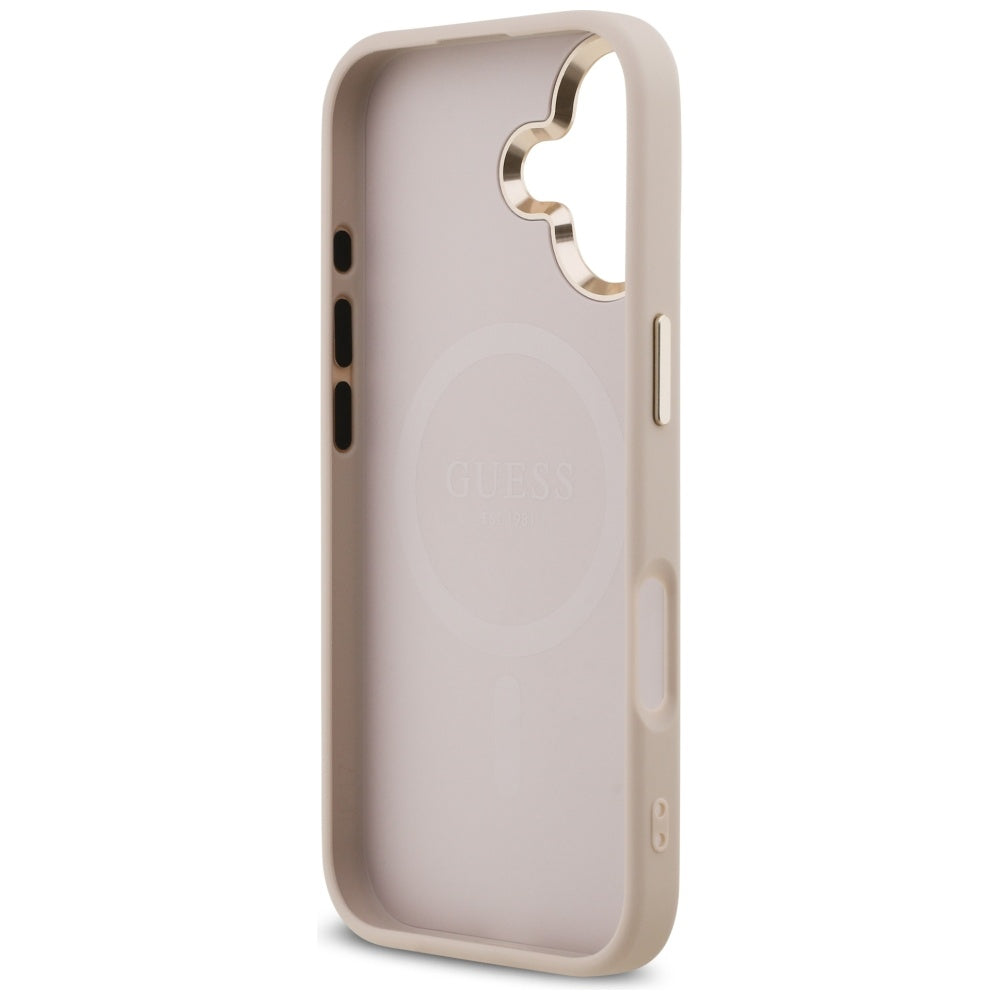 Husa MagSafe pentru Apple iPhone 17, Guess, 4G Triangle Logo, Roz Aurie
