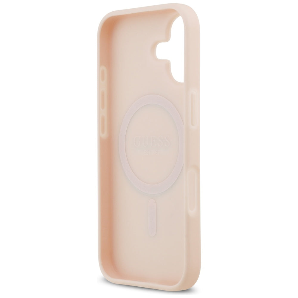 Husa MagSafe pentru Apple iPhone 17, Guess, Grained Flowers, Roz