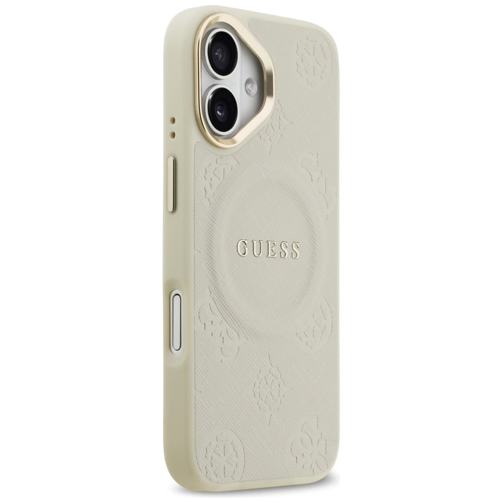 Husa MagSafe pentru Apple iPhone 17, Guess, Peony Hot Stamp, Bej