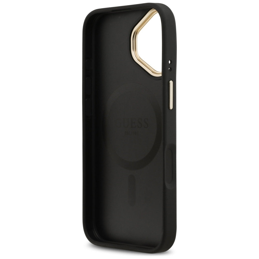 Husa MagSafe pentru Apple iPhone 17, Guess, Peony Hot Stamp, Neagra