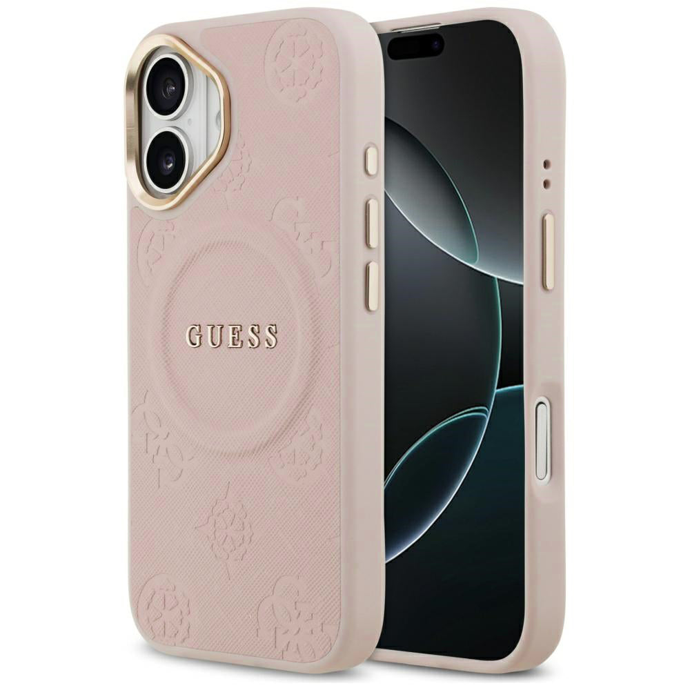 Husa MagSafe pentru Apple iPhone 17, Guess, Peony Hot Stamp, Roz