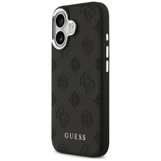 Husa MagSafe pentru Apple iPhone 17, Guess, Peony Hot Stamp Script, Neagra