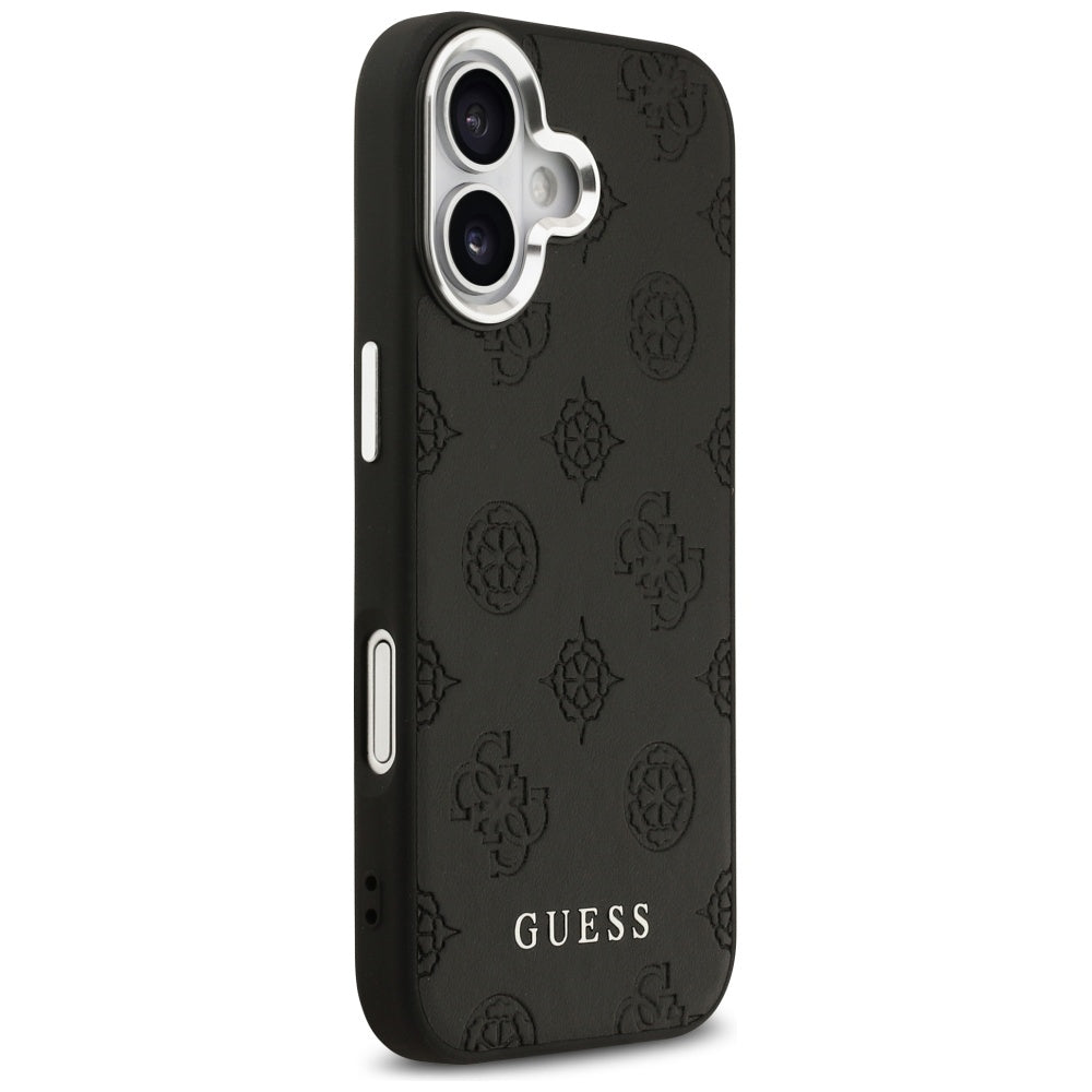 Husa MagSafe pentru Apple iPhone 17, Guess, Peony Hot Stamp Script, Neagra