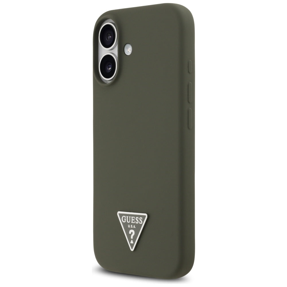 Husa MagSafe pentru Apple iPhone 17, Guess, Triangle Logo, Kaki