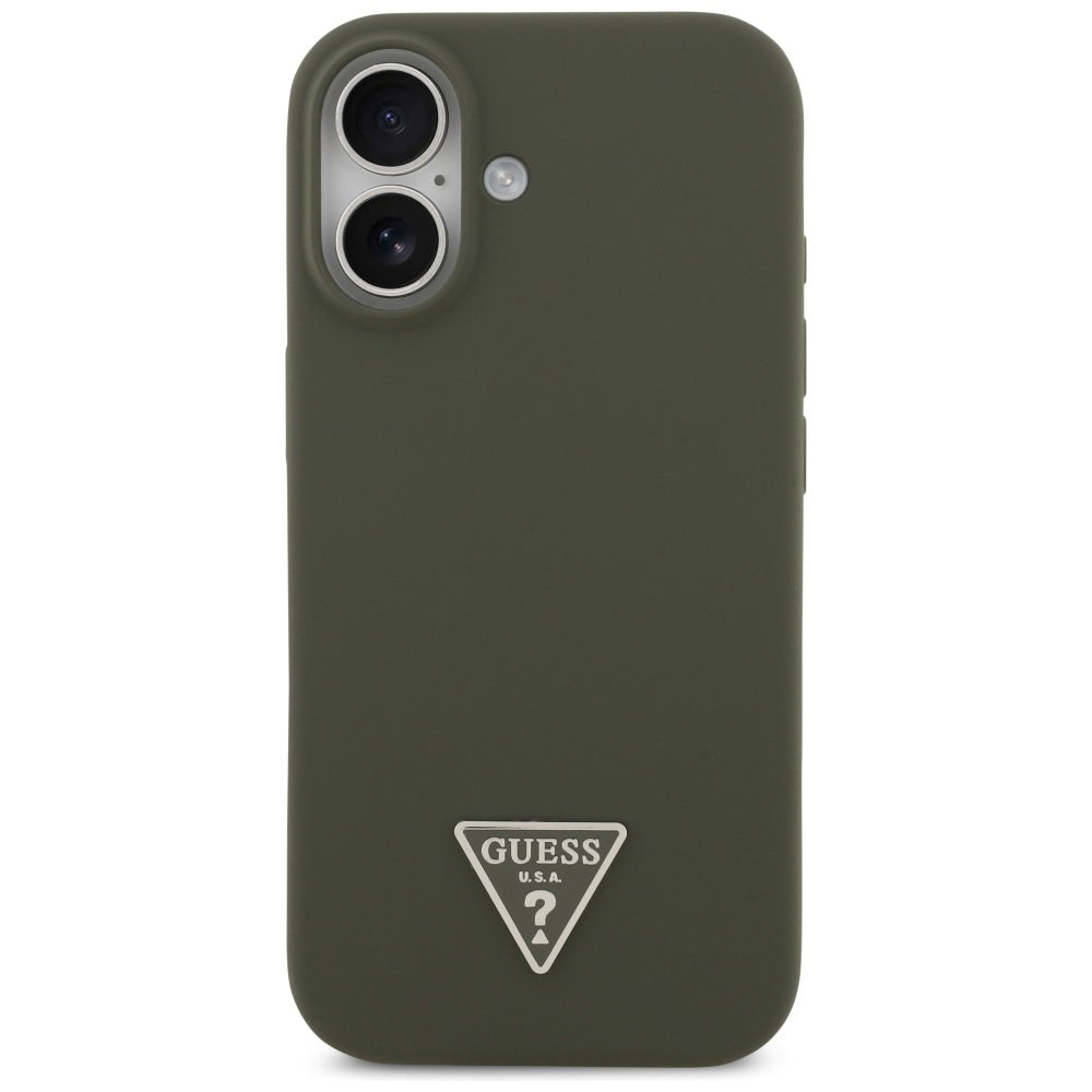 Husa MagSafe pentru Apple iPhone 17, Guess, Triangle Logo, Kaki