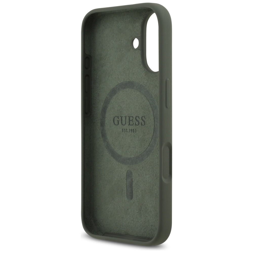 Husa MagSafe pentru Apple iPhone 17, Guess, Triangle Logo, Kaki