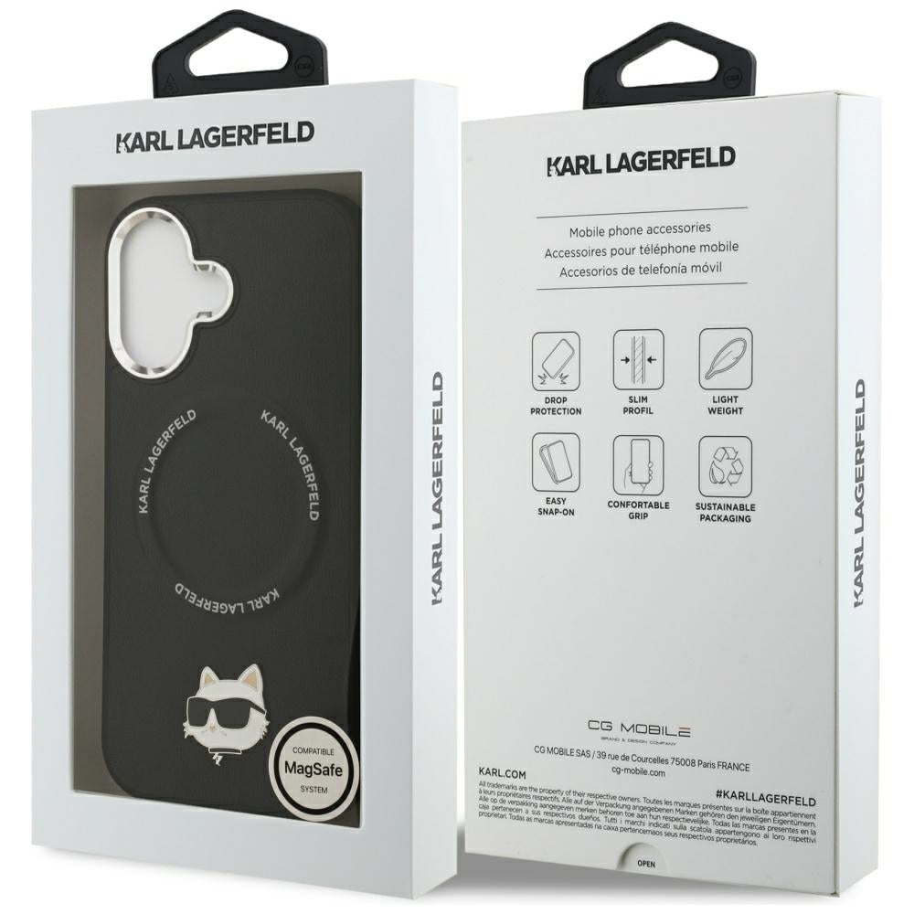 Husa MagSafe pentru Apple iPhone 17, Karl Lagerfeld, Choupette Pin, Neagra