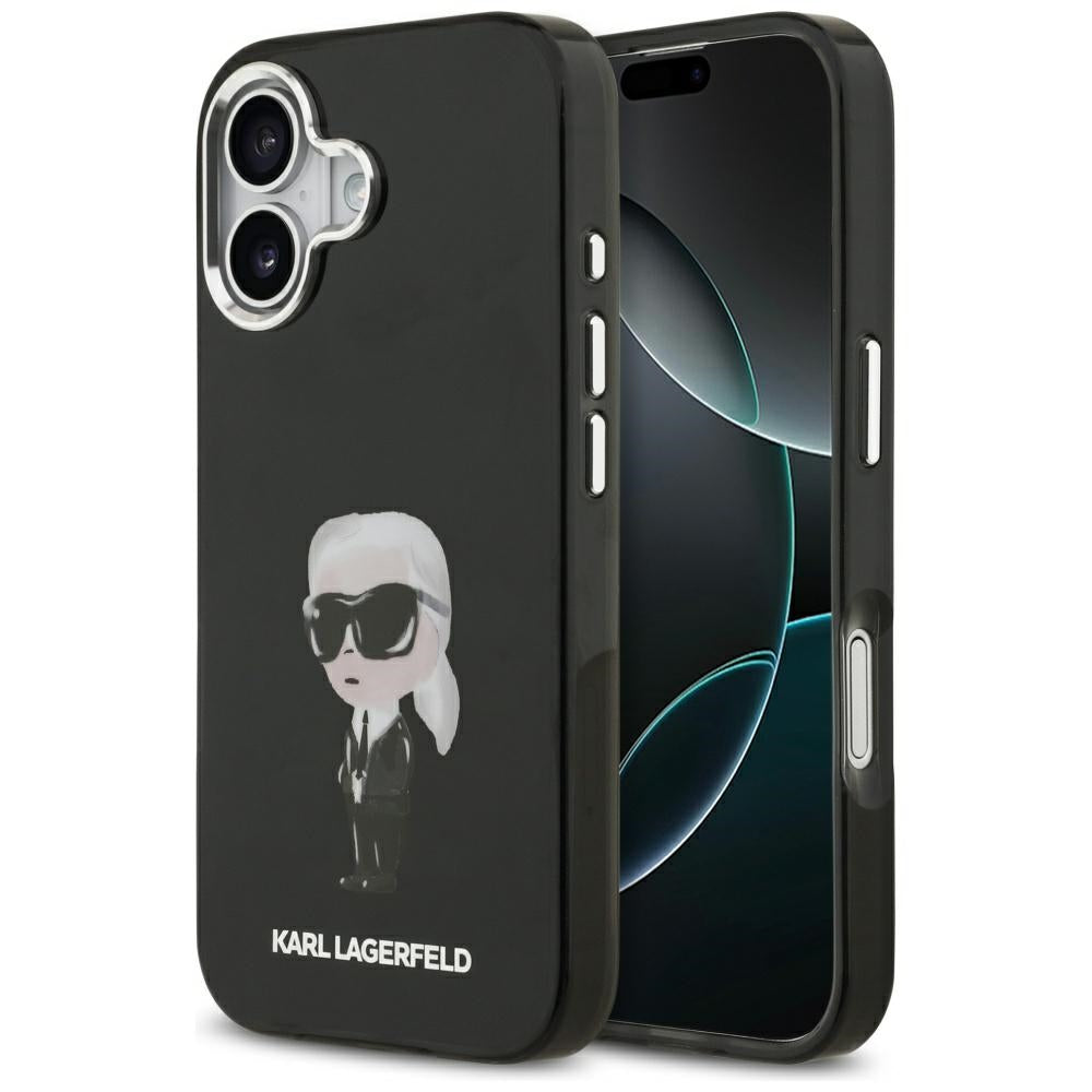 Husa MagSafe pentru Apple iPhone 17, Karl Lagerfeld, IML Aquarelle Karl Ikonik, Neagra