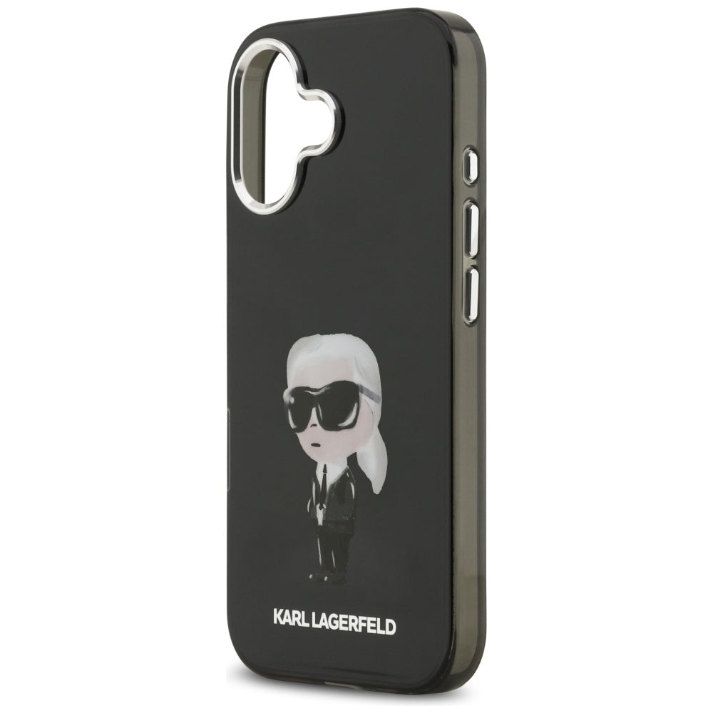 Husa MagSafe pentru Apple iPhone 17, Karl Lagerfeld, IML Aquarelle Karl Ikonik, Neagra
