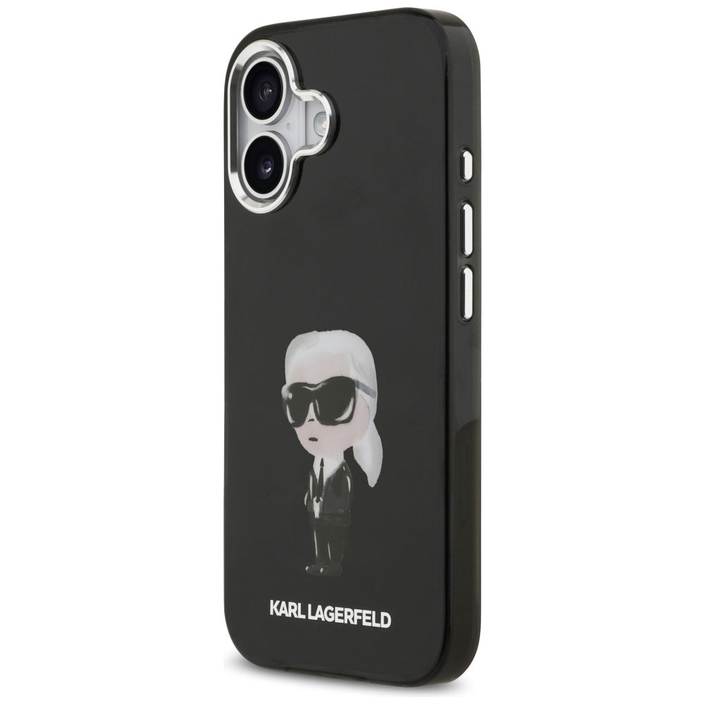 Husa MagSafe pentru Apple iPhone 17, Karl Lagerfeld, IML Aquarelle Karl Ikonik, Neagra